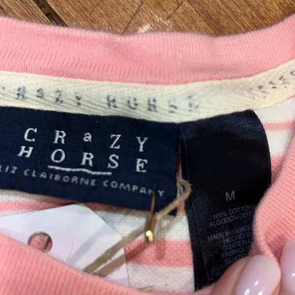 Vintage Cropped Pink and White Striped Thermal Style Long Sleeve Top - Picture 4 of 4